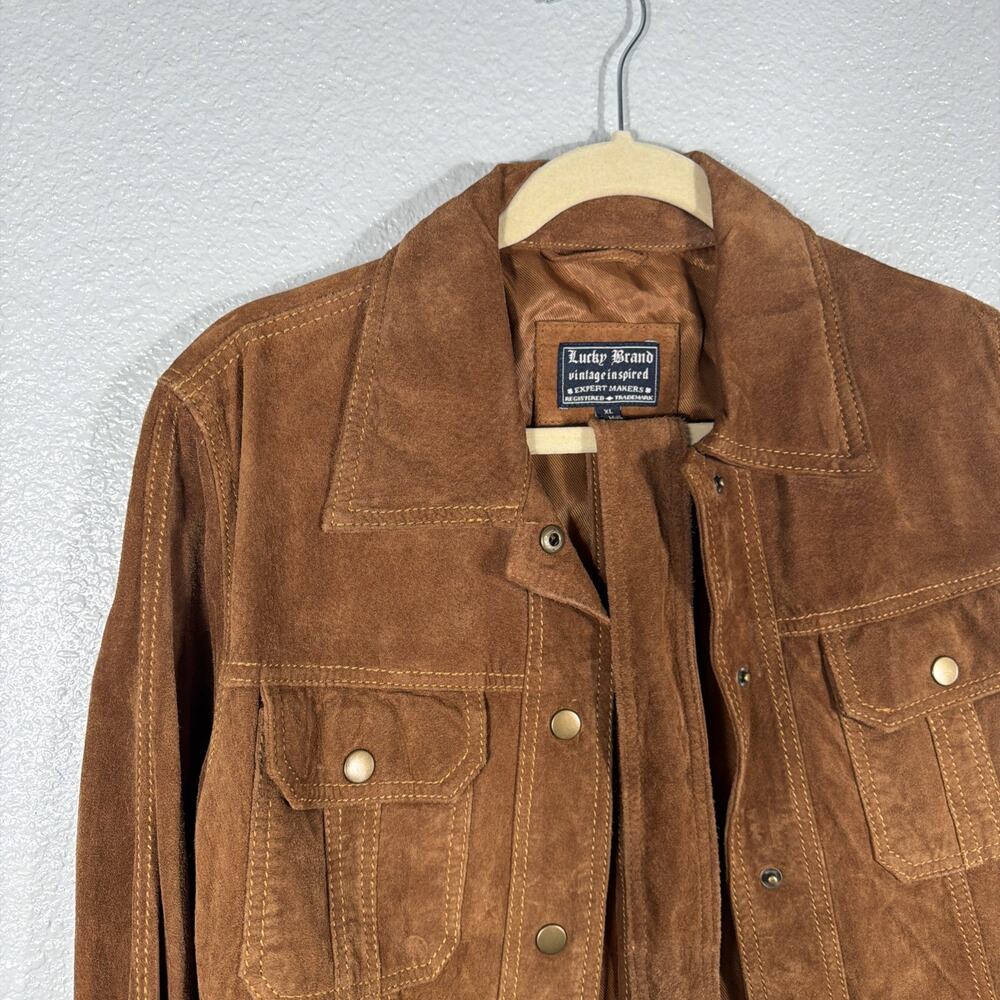 Lucky Brand Woman’s Size XL Brown Suede Leather Jacket Country Vintage Retro - Picture 6 of 11